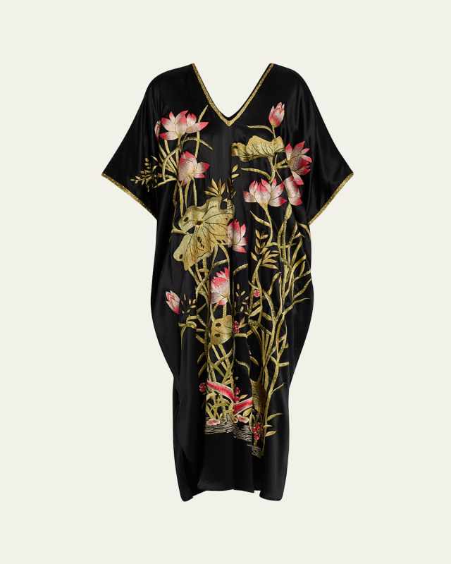 Lotus Couture Floral-Embroidered Midi Dress